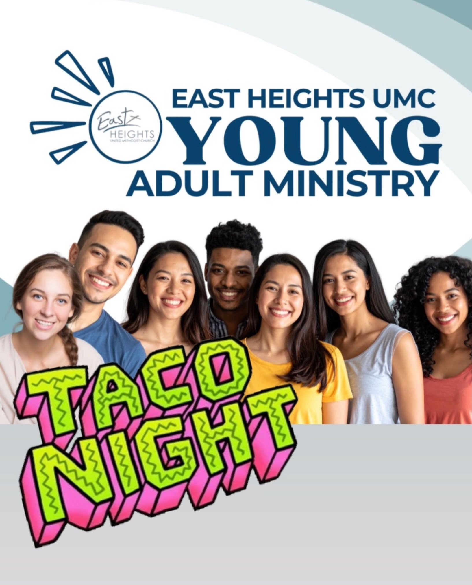 Upcoming Young Adult Events: 
Taco Night at the Fibelkorns &ndash; June 29th at 5:30 p.m.
Top Golf &ndash; July 12th at 4:00 p.m.
Ice Cream Social at East Heights &ndash; July 19th at 12:15 p.m.
Lunch at Il Vicino &ndash; August 9th at 6:35 p.m.
Wind