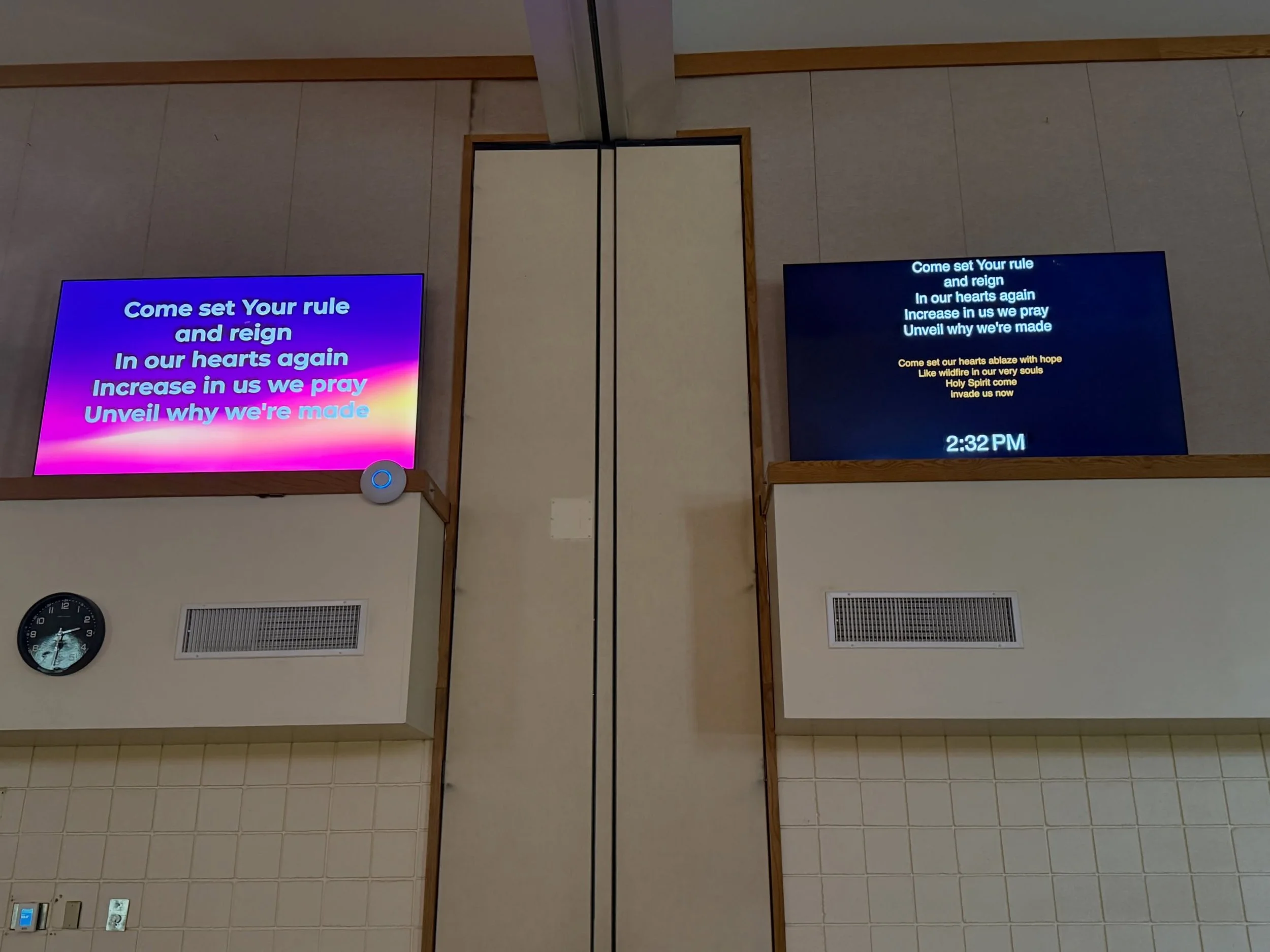 A heartfelt thank you to our Endowment Committee and Steve Green for the wonderful video upgrades in Hedrick Hall!

The new screens and projectors are enhancing our worship experience, making it even easier for our church family to gather, engage, an