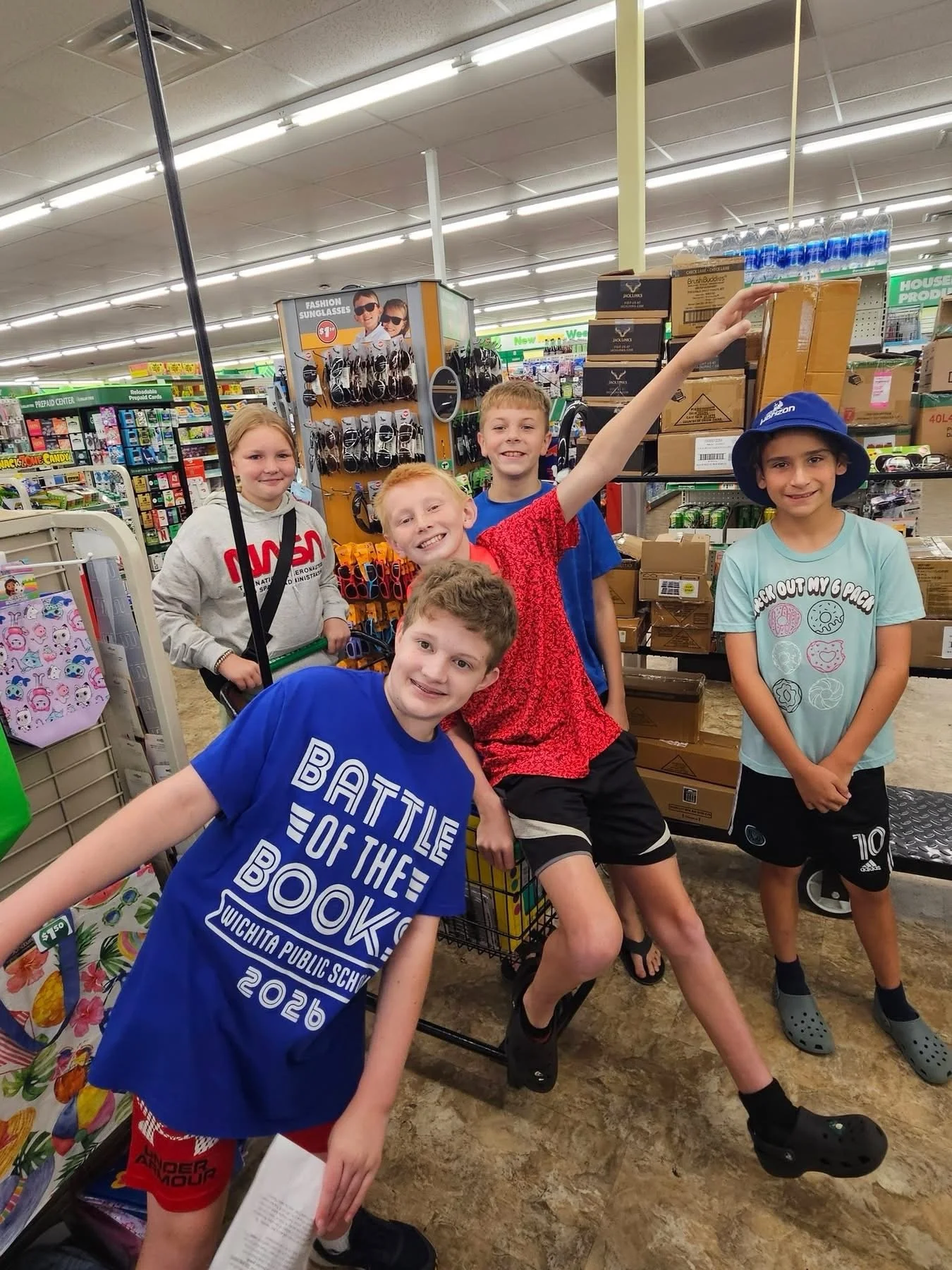 Late post alert: Days 4 and 5 of Vacation Bible School: Thursday we spent the morning counting and taking inventory for ICT S.O.S.&rsquo;s Fresh Start bags. And since the rain thwarted our plans for our car wash, we shopped for school supplies for Je