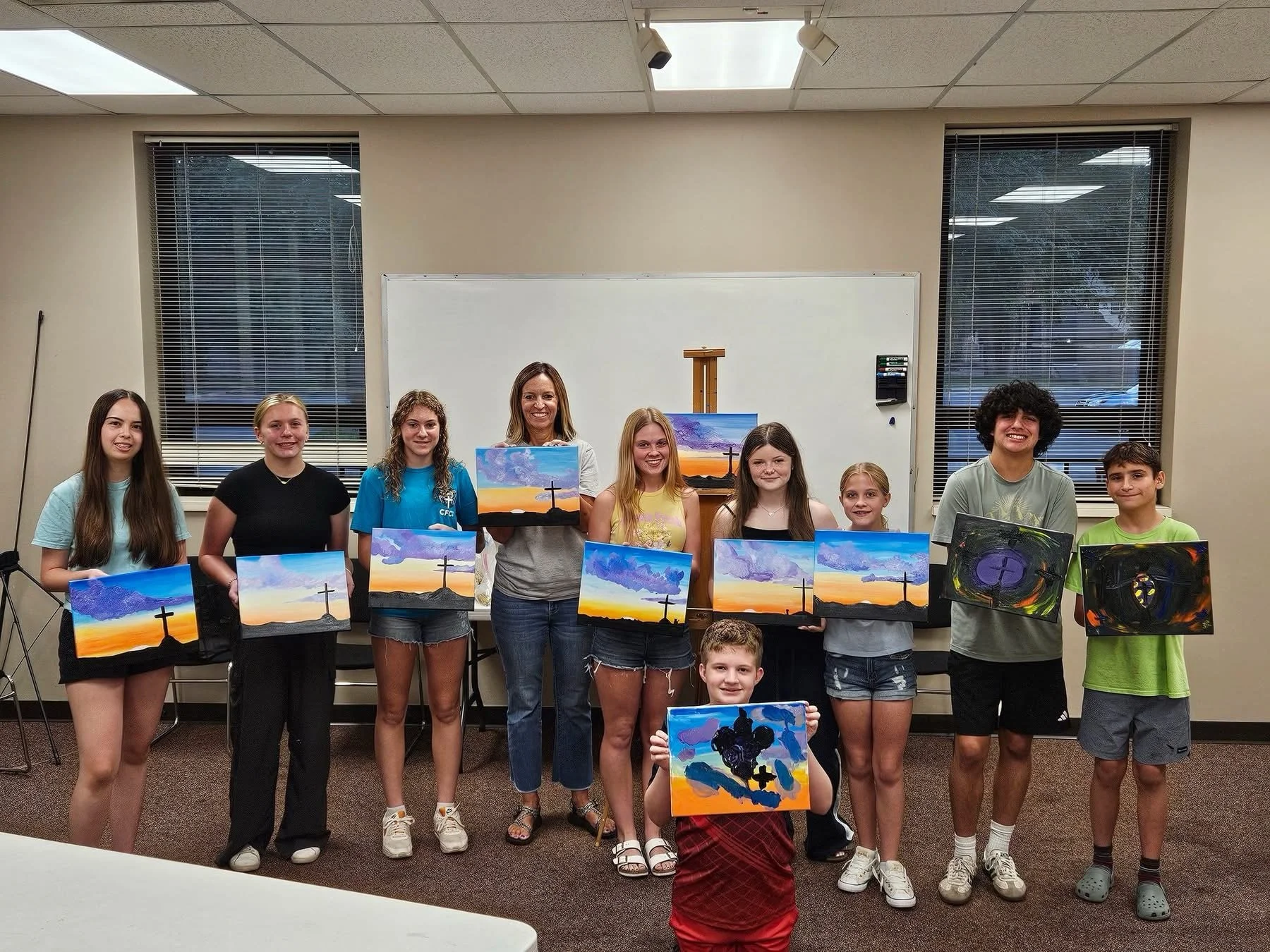 Painting with Alan is always a fun time! There was a lot of creativity and laughter and all of them are one-of-a-kind masterpieces...just like us. <3  #ehyouth2026