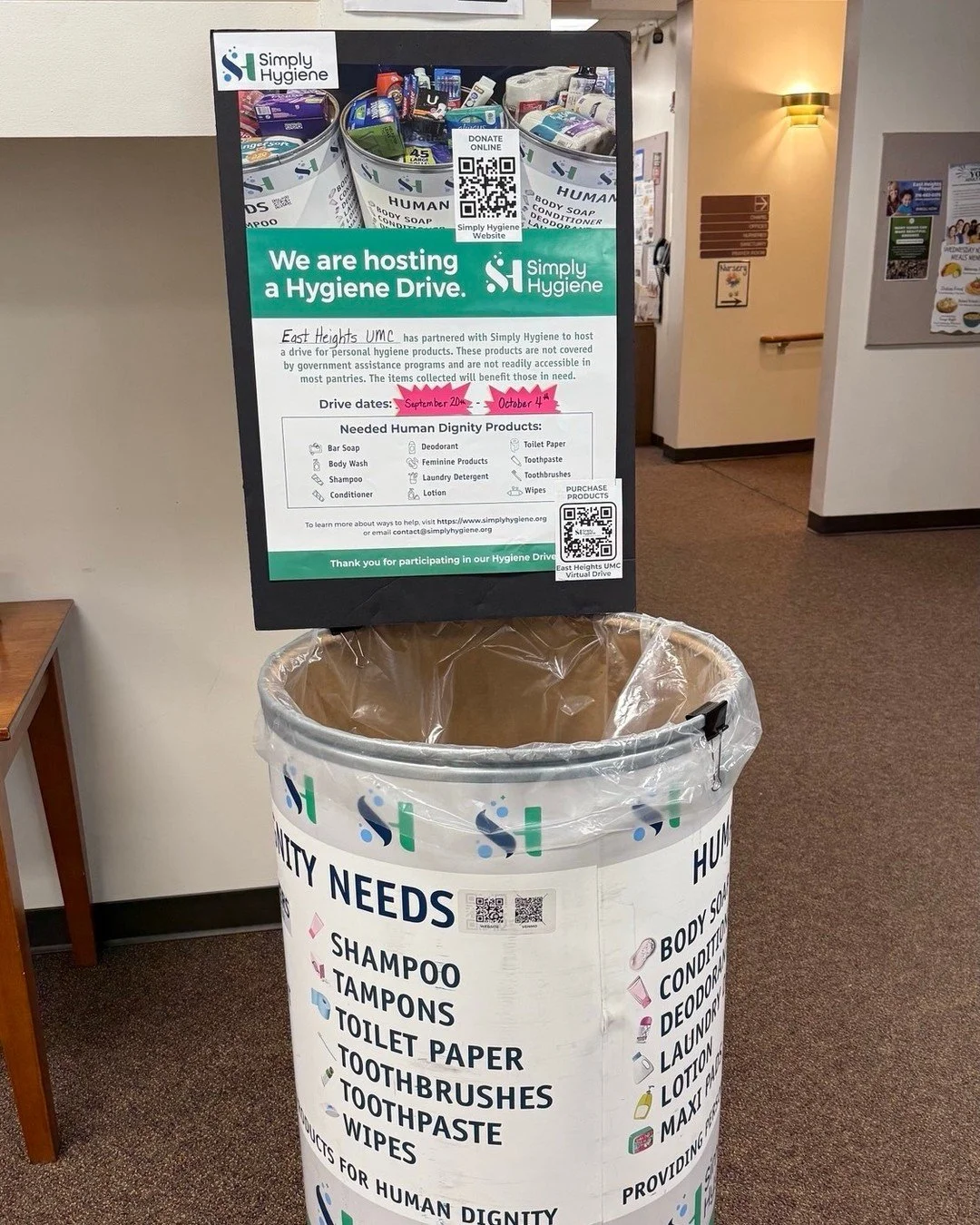 EHUMC Dignity Drive begins Sunday, September 20!

Here are two ways to give:

🧼 Shop the Virtual Hygiene Drive: Use the Simply Hygiene wishlist to purchase items currently needed. Our virtual drive runs through October 4.

🛒 Shop &amp; Donate: Pick