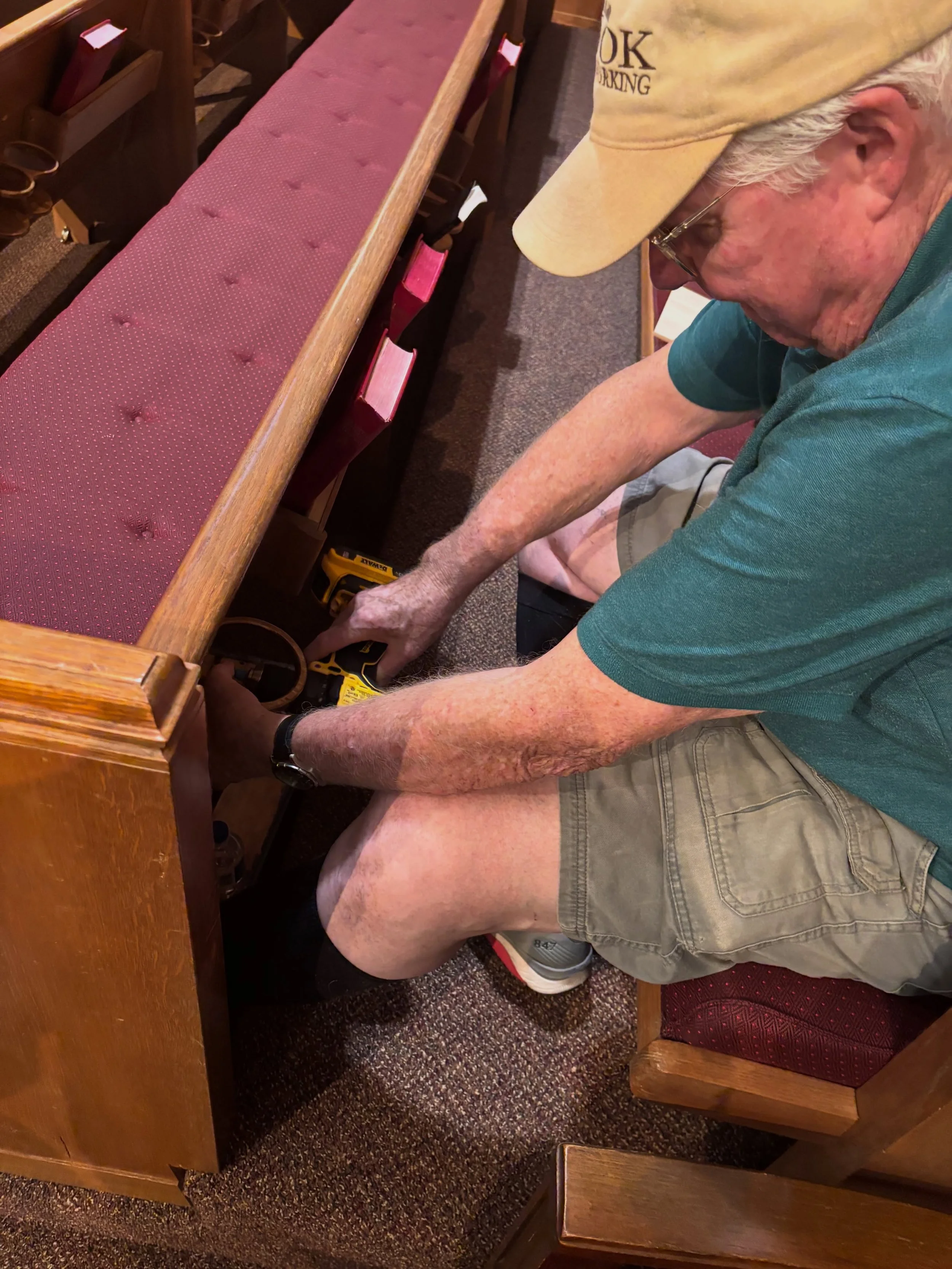 Little things make a big difference! 

Phil Cook stopped by today to install new water bottle holders for the East Heights Chancel Choir. He originally made holders for the choir back in 2018, but noticed that today&rsquo;s water bottles are a little