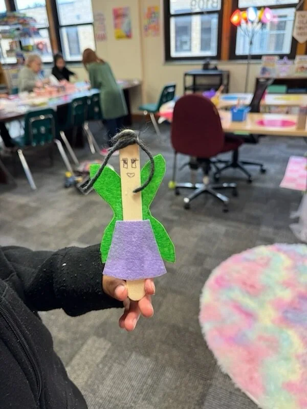 Craft group time with Cindy &amp; Kathy at Jefferson Elementary School. Our fifth grade group got creative and made their own fairies!  East Heights is grateful to partner with our community and share these special moments with Jefferson students.