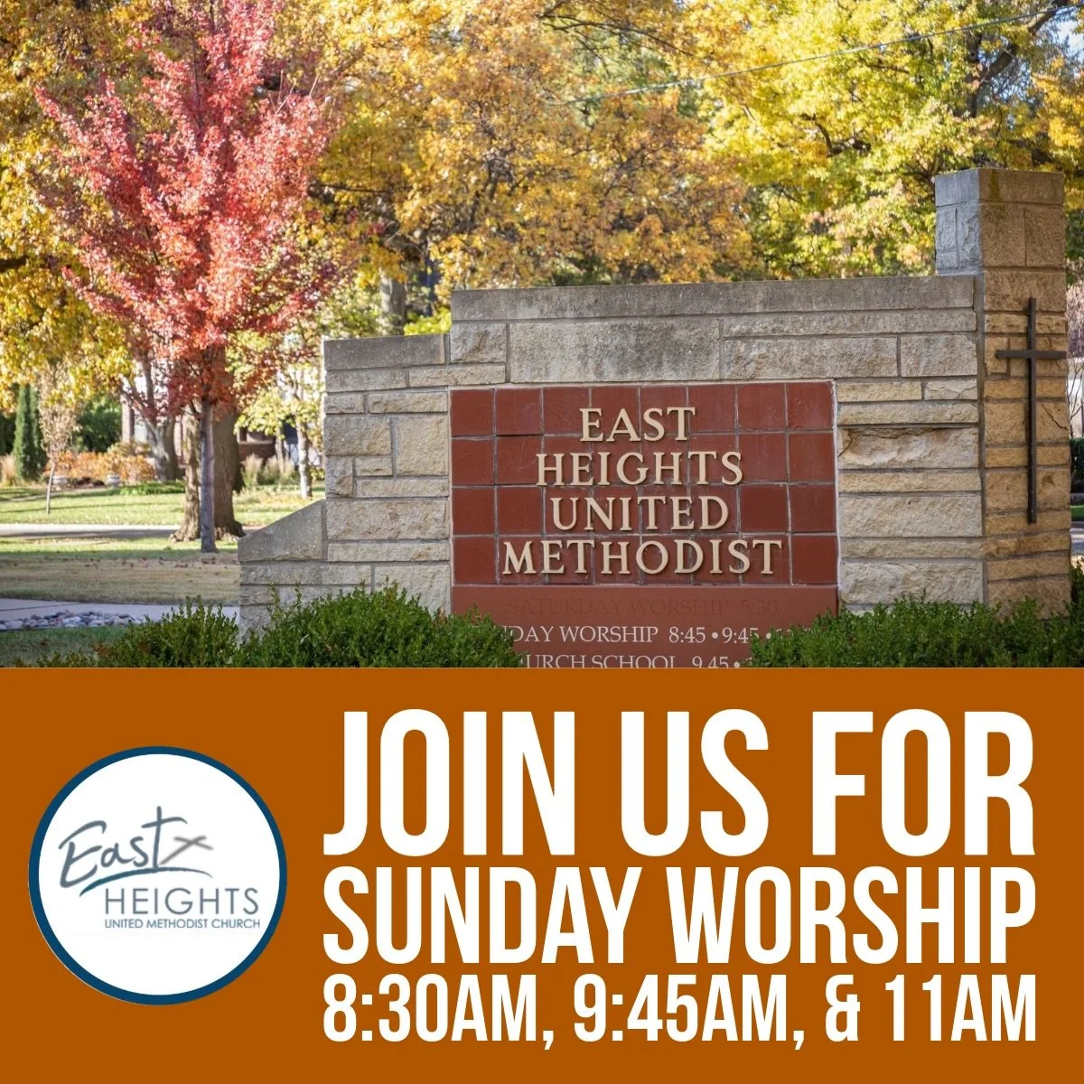 Worship with Us!
Worship at 8:30am &bull; 9:45am &bull; 11am
Sunday School at 9:45am &bull; 11am
Livestream &amp; Nursery Available
#ehumc