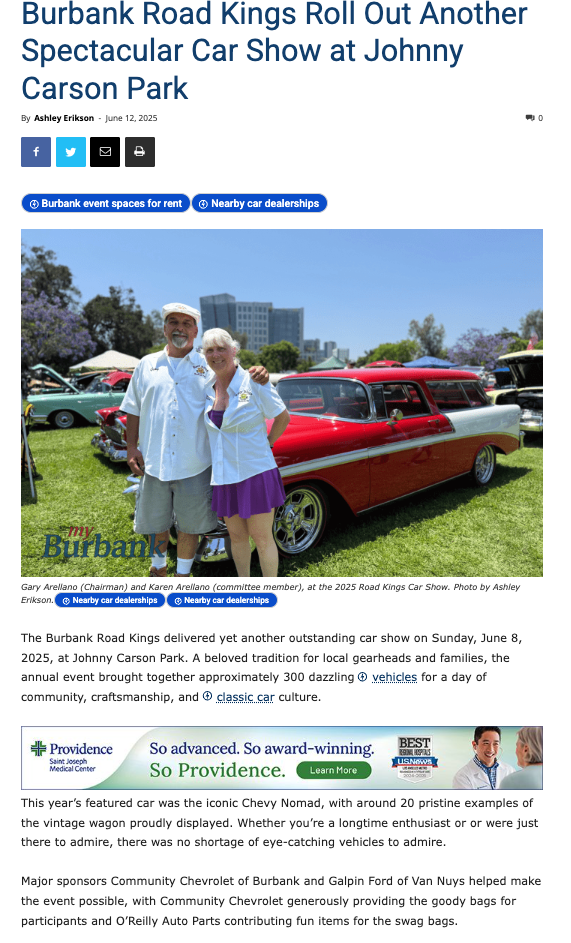 Burbank Road Kings Roll Out Another Spectacular Car Show at Johnny Carson Park