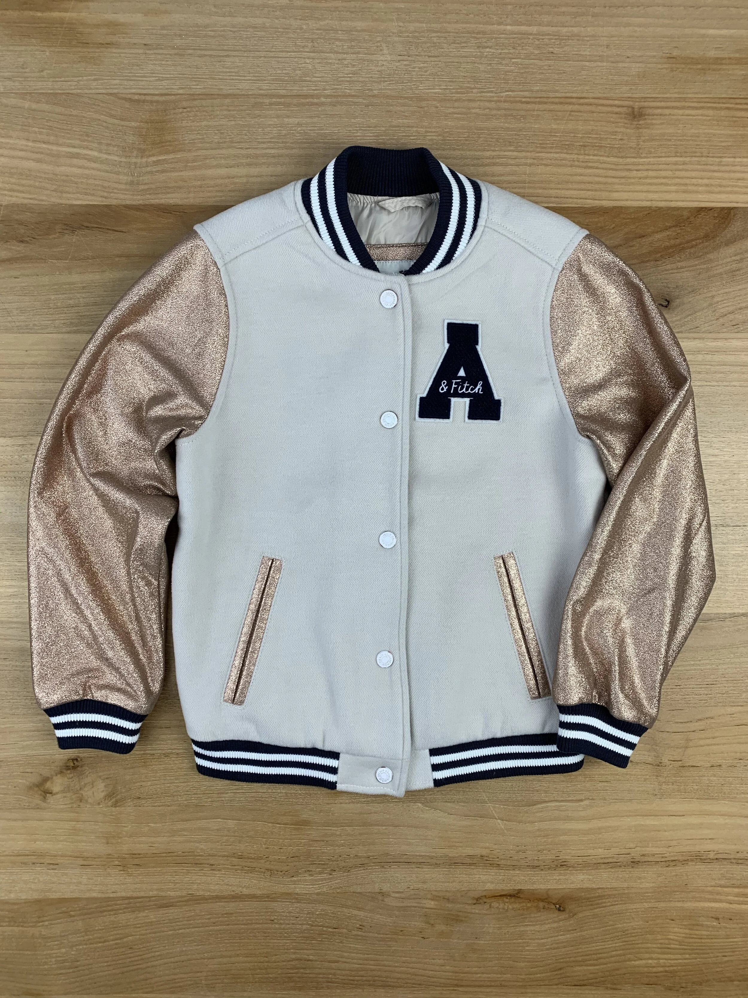 rose gold varsity jacket