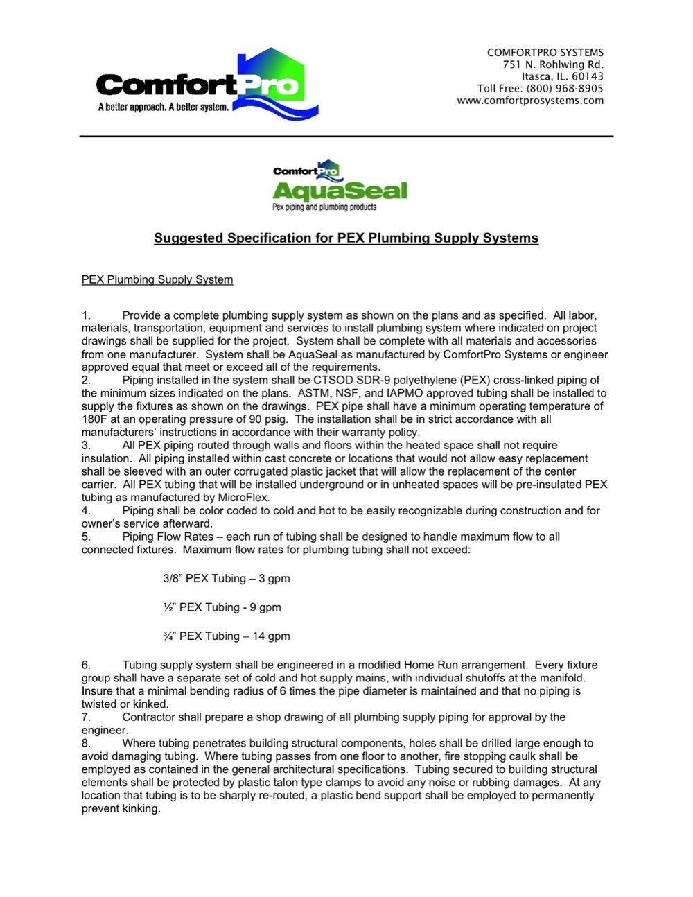 PDFs AquaSeal Submittals — Comfortpro Systems