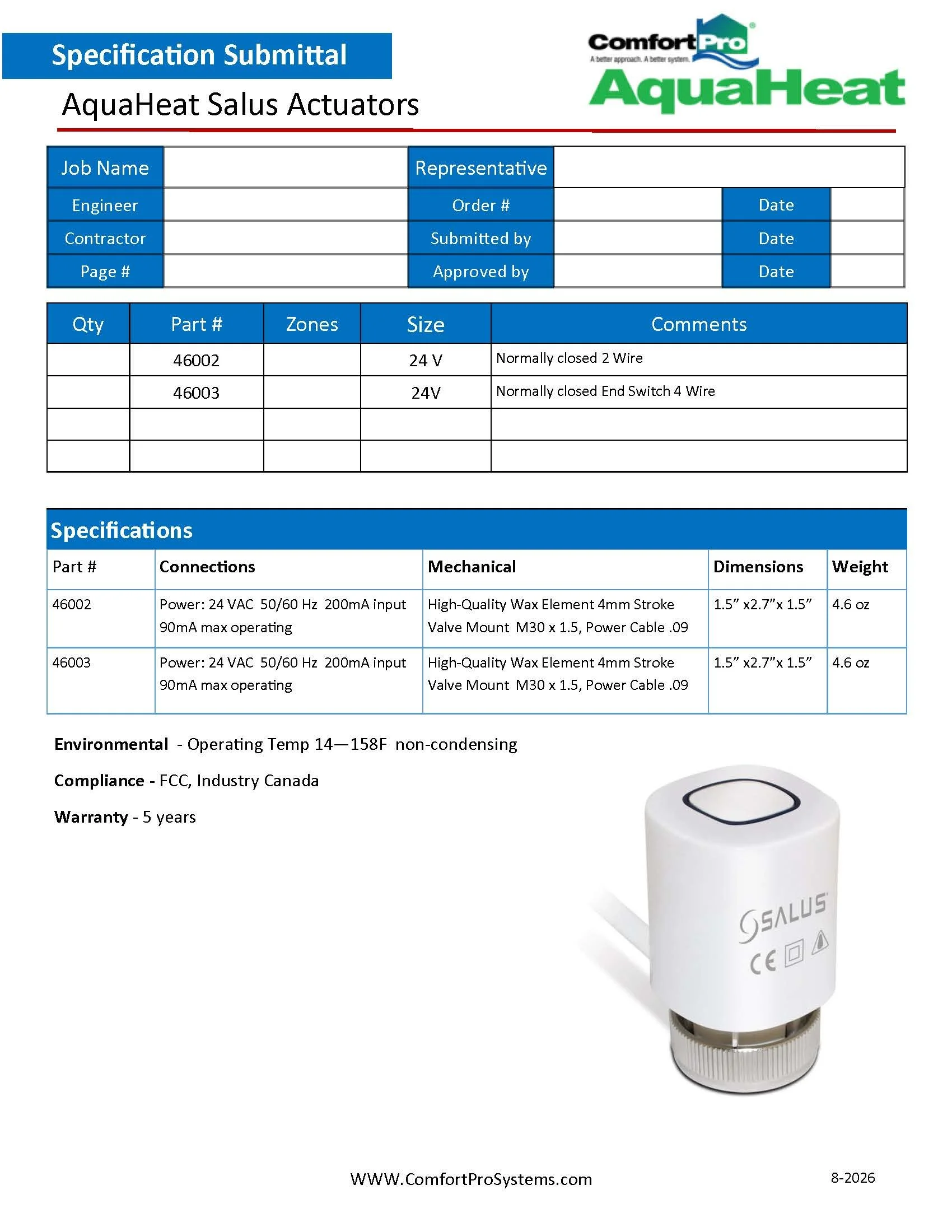 AquaHeat Salus Actuators 