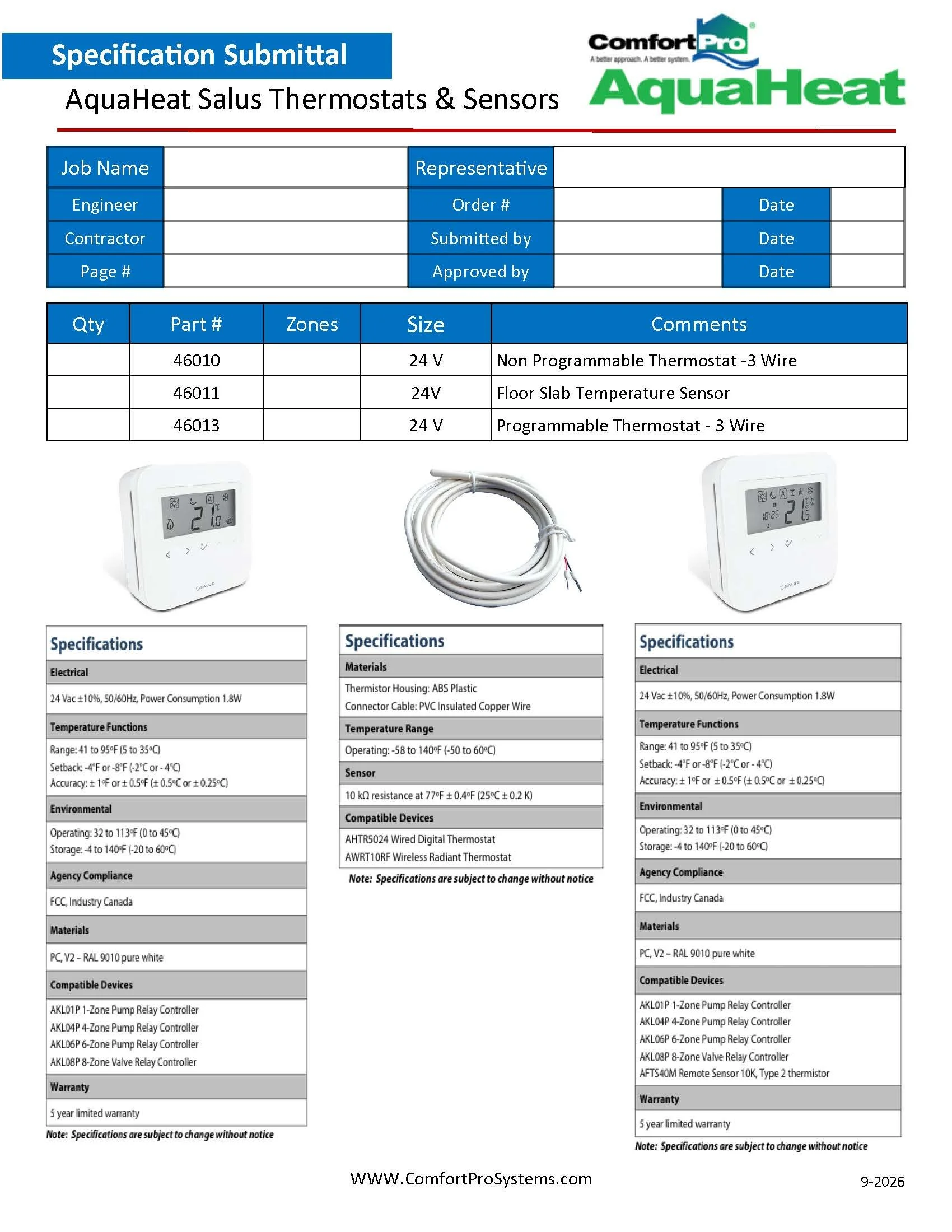 Salus Thermostats and Sensor