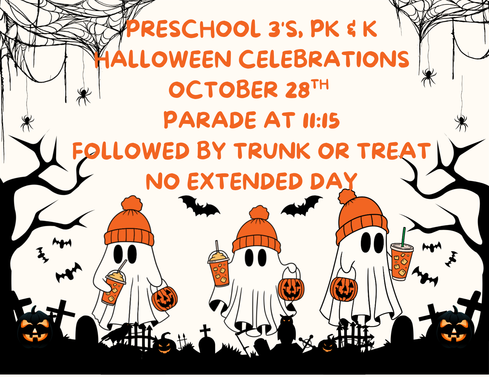 Preschool 3’s, PK &amp; Kindergarten Halloween Celebrations