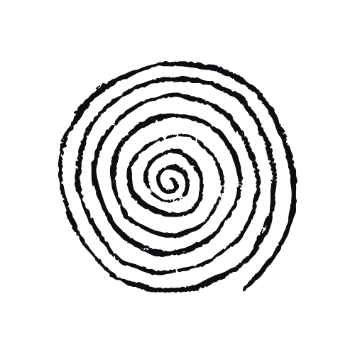 Black background with a dark gray spiral design in the center.