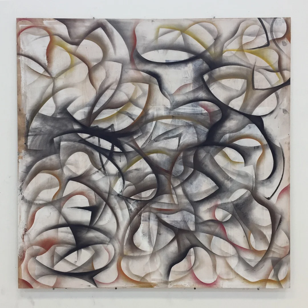  I, 2017 Charcoal, oil pastel, gesso, acrylic medium on wood 4’ x 4’ 