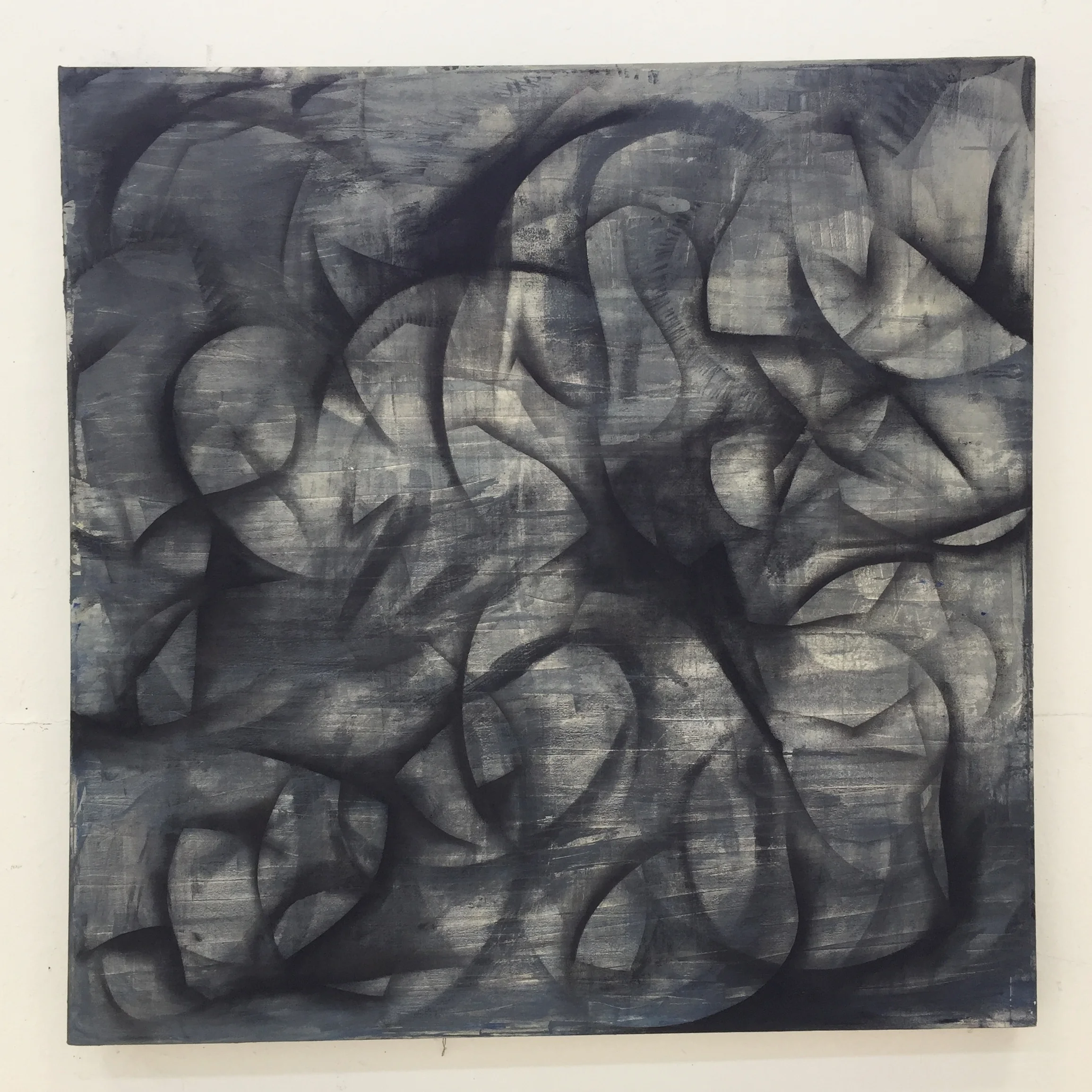  II, 2017 Charcoal, oil pastel, gesso, oil paint, acrylic medium on canvas 4’ x 4’ 