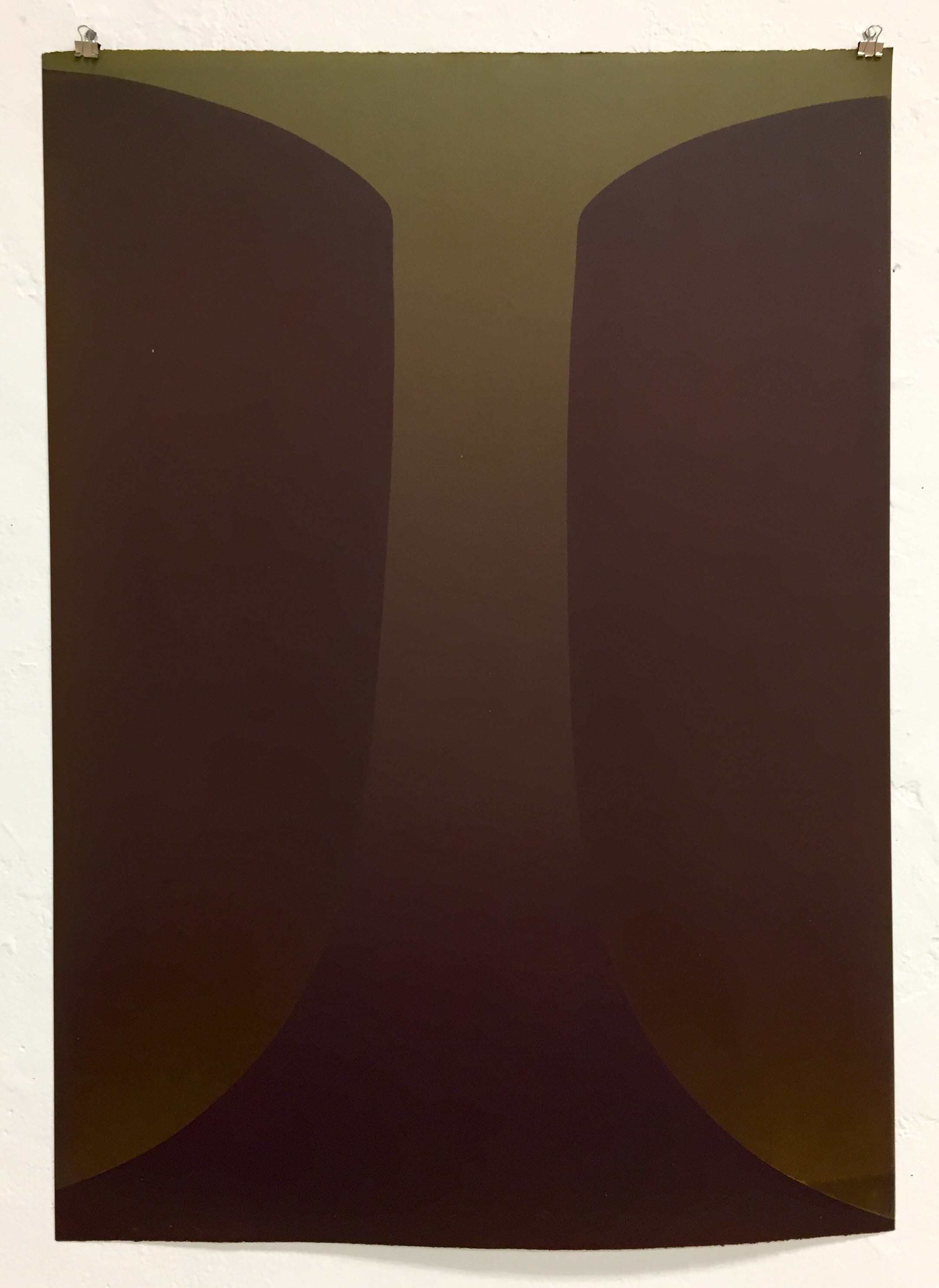  Untitled (Green &amp; Brown) Monotype on Rives BFK Heavyweight White, Hanco lithographic ink 22 x 30” February 2019 