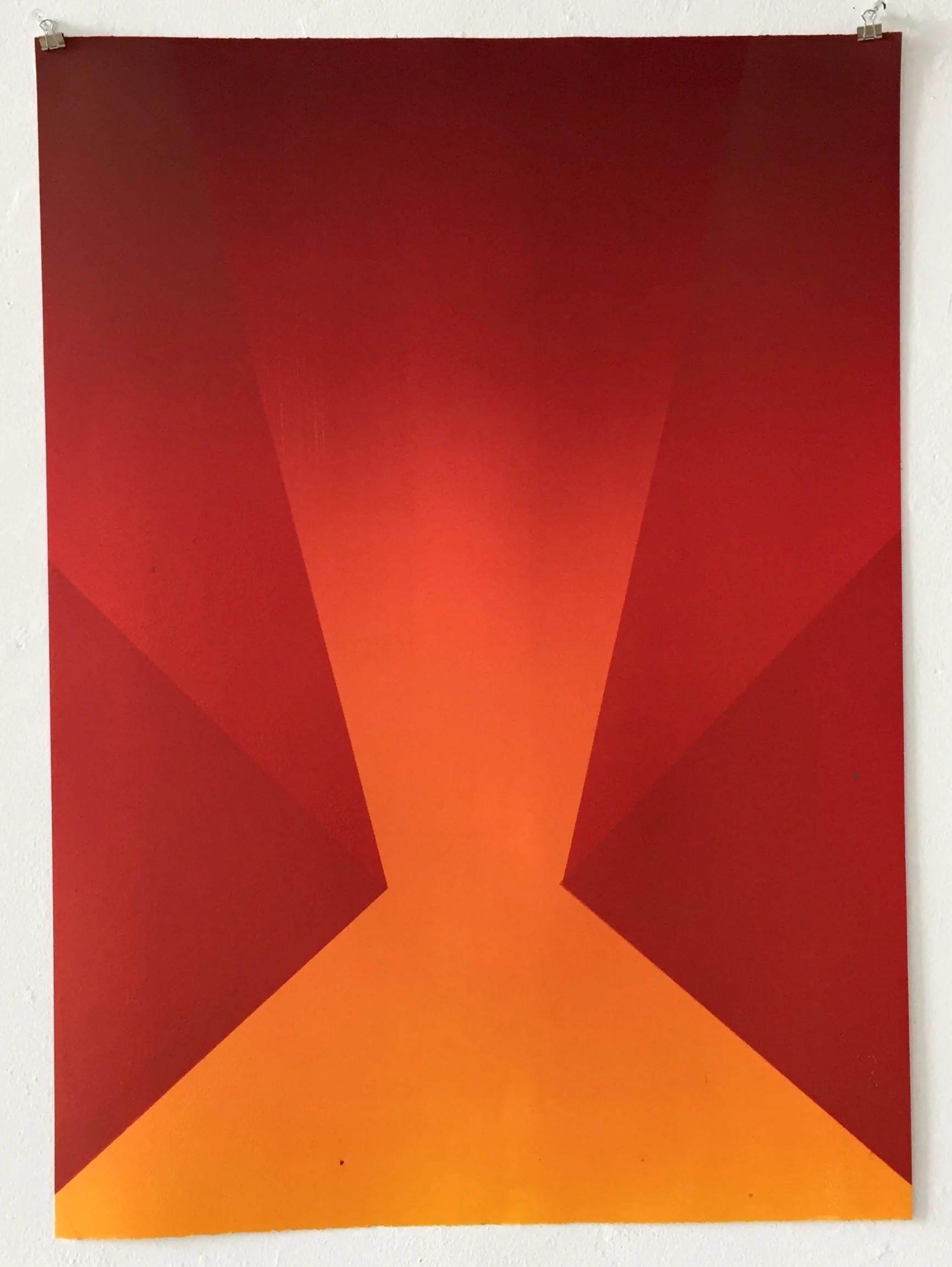  Red/Yellow Axxon Monotype on Rives BFK Heavyweight White, Hanco lithographic ink 22 x 30” March 2019 