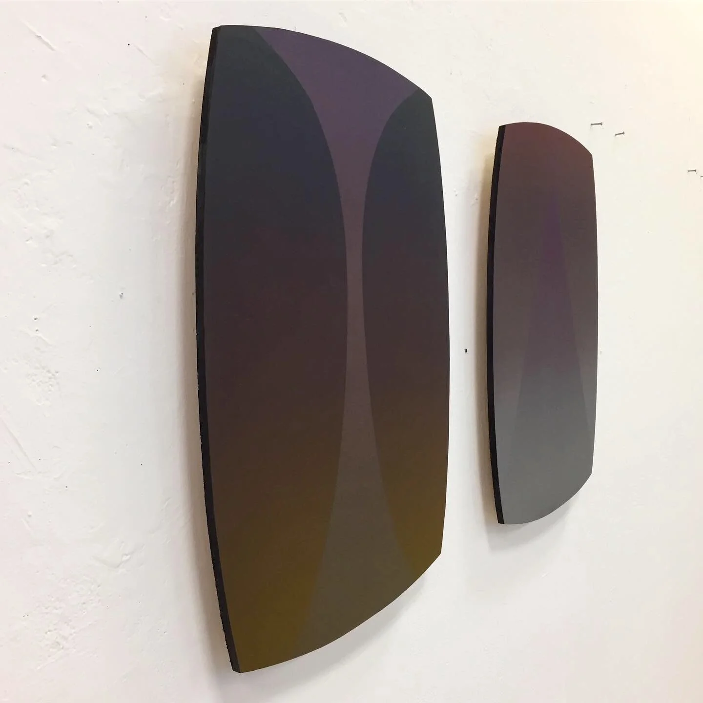  Untitled Monotypes on Rives BFK heavyweight white, shaped wood panels, oil-based inks Each measures 20” x 28” x 3” (WxHxL) March 2019 