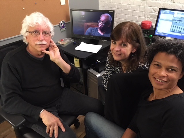 Co-director and DP, Tom Hurwitz, Editor, Ann Collins, and Co-Director and Producer, Roz LeBlanc in the editing room.