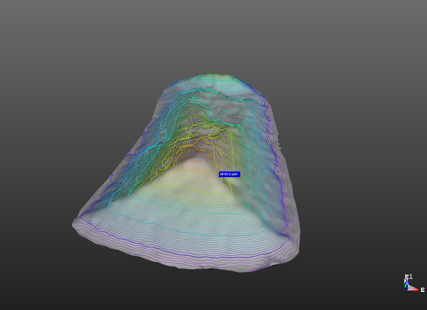  Topographic lines generated on 3d model of Silica sand. 