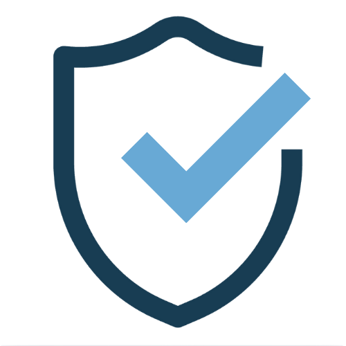 Illustration of a shield with a checkmark inside, symbolizing protection or security.