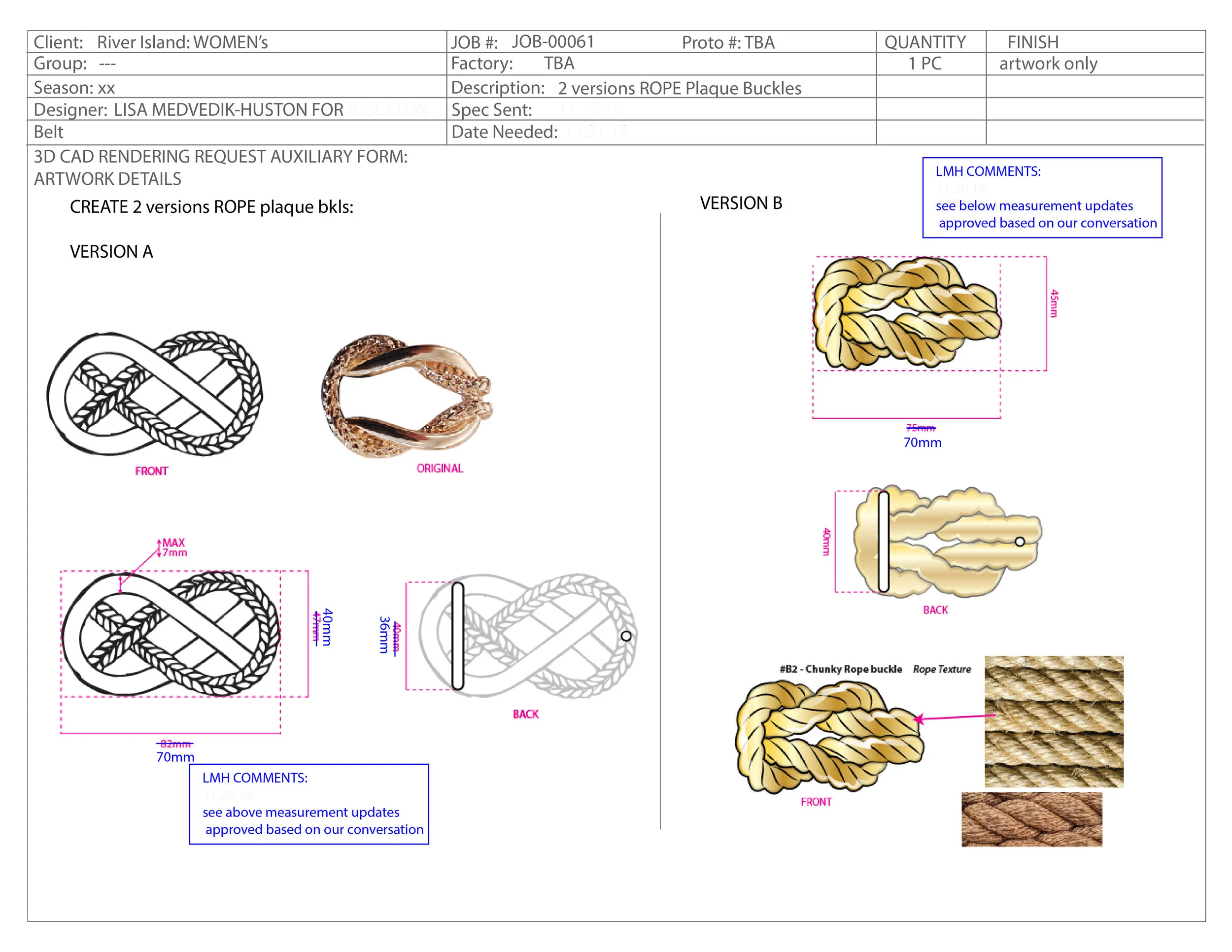 Request Form for 3D Renderings from Design Team | 3D Renderings Created For River Island: Women’s Design team