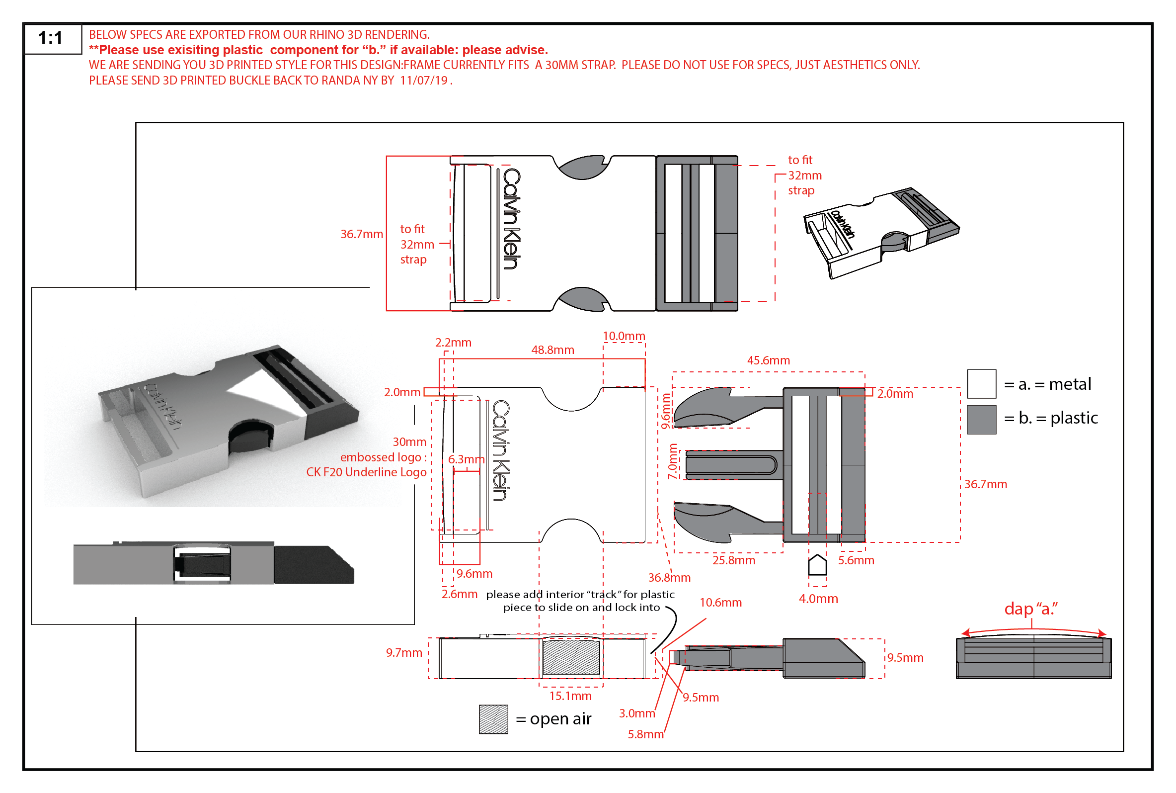 Rhino Exported Technical | Spec sent to factory with .stl file