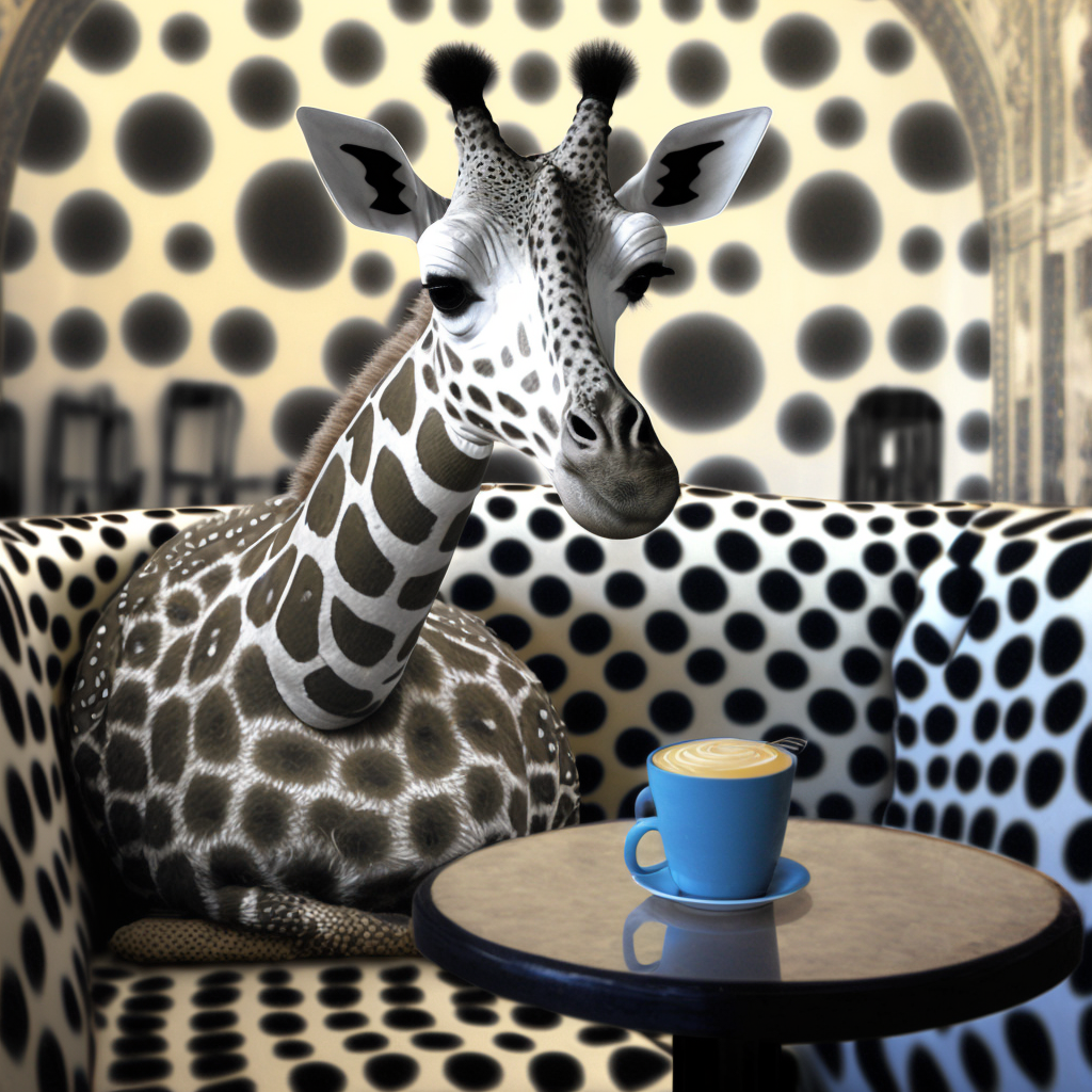 mimigreen_a_giraf_in_kusama_style_seating_in_a_coffee_shop_drin_0f34dfcb-753c-4bc0-94ef-164f68ed47c3.png