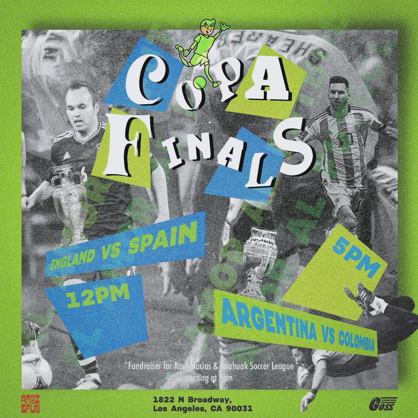 VAMOS 💚 We end the Summer of F&uacute;tbol w/ the Euro Cup Final &amp; Copa America Final @arrozandfun_la coffee, wine, food, &amp; merch! Join us pregame for a cup of coffee from @cipotacoffee 

Sunday - July 14th

Spain v England - 12pm

Argentina