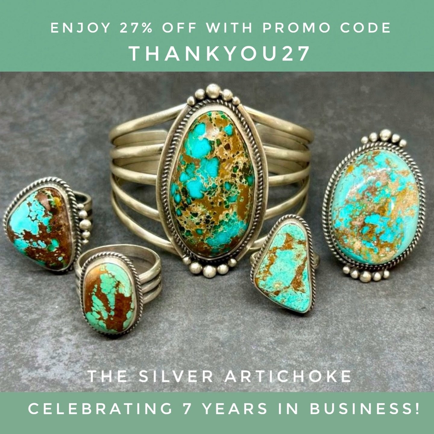 The Silver Artichoke was established in 2018 and in June 2019, with the help of awesome people in my life, The Silver Artichoke store front opened in Old Town Albuquerque.
In appreciation, enjoy our ANNIVERSARY SALE online and in-store &bull; use pro