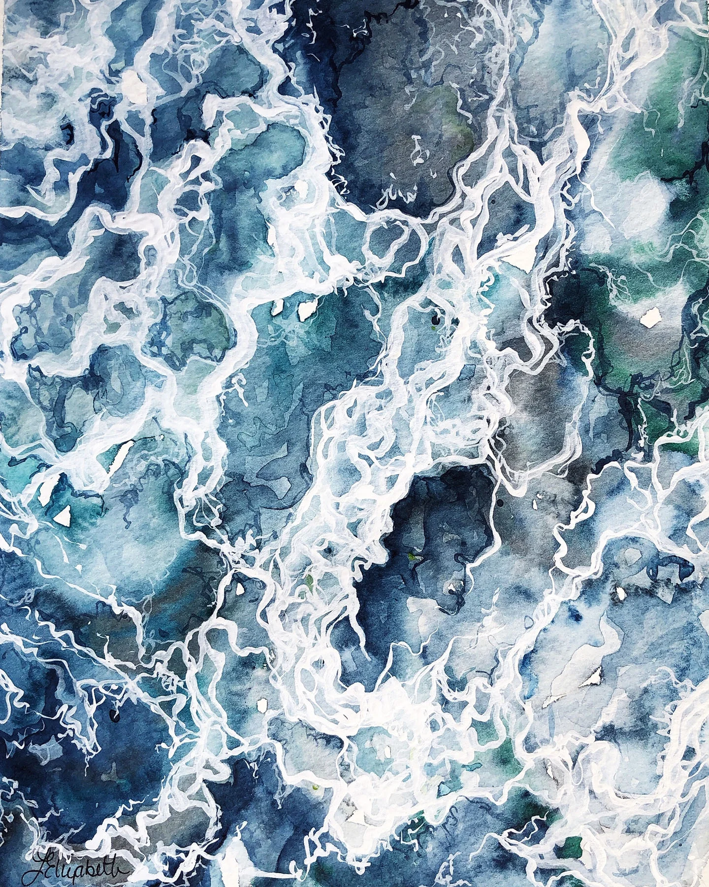"Open Water" 8x10 Watercolor and Acrylic - $95 - SOLD