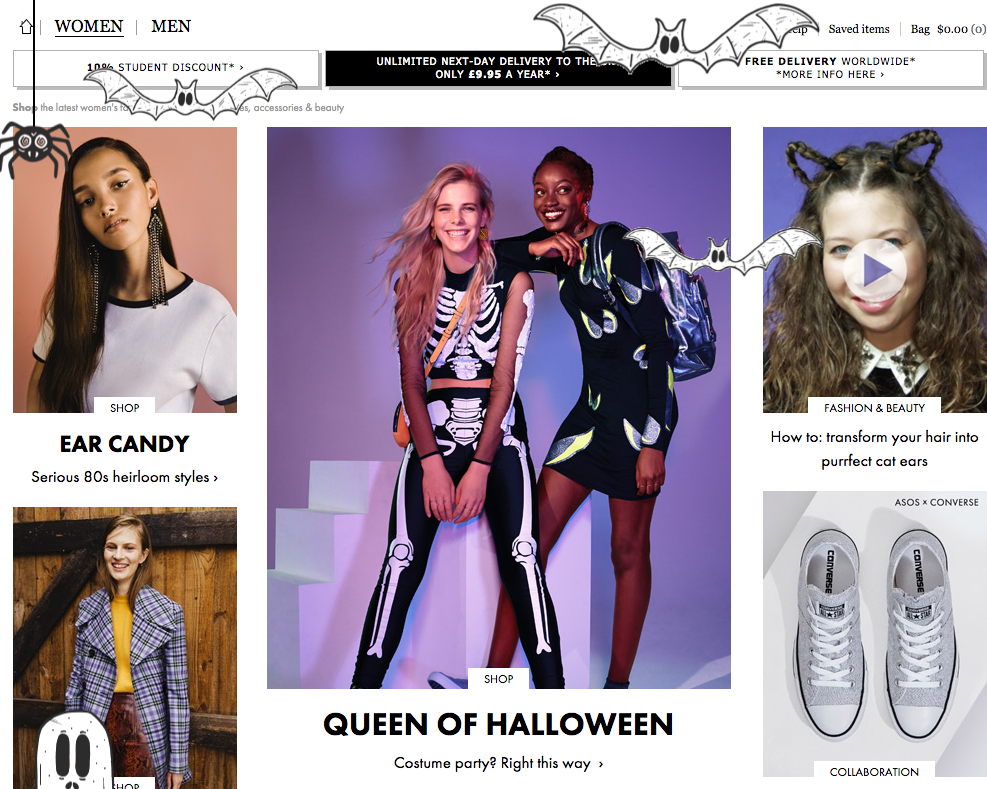 Concept for homepage takeover with flying bats