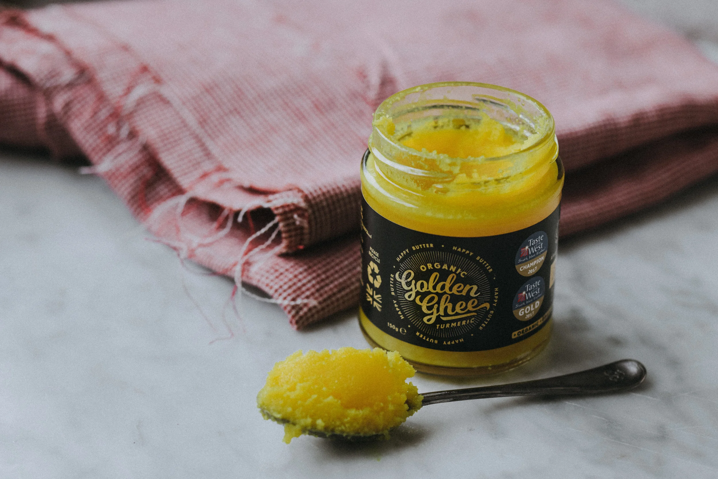 Happy Butter Golden Ghee 150g open