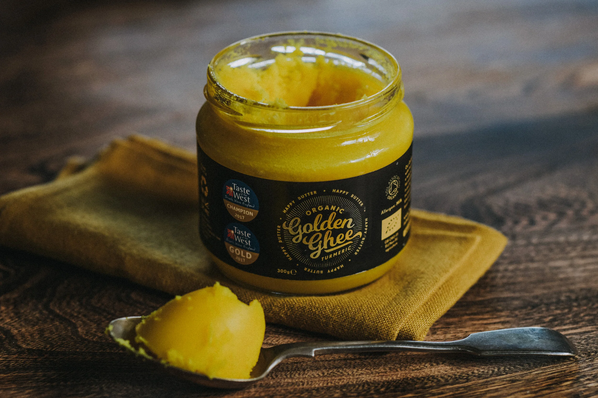 Happy Butter Golden Ghee 300g open