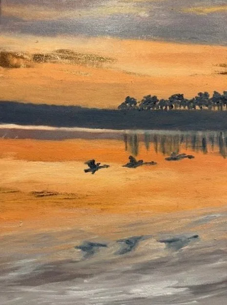 Reflection 
Oil and copper leaf, 13” x 16”