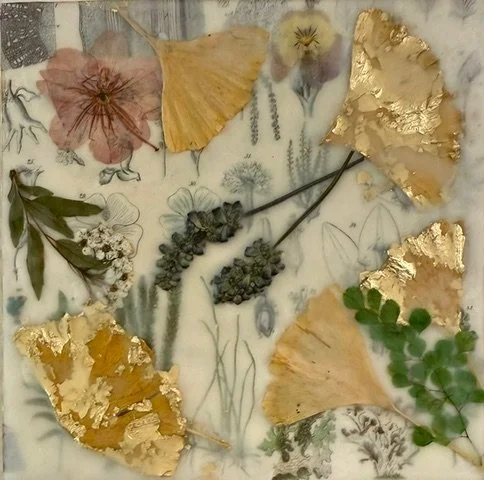 Field Notes, encaustic mixed media, 6"x6" $95.jpeg
