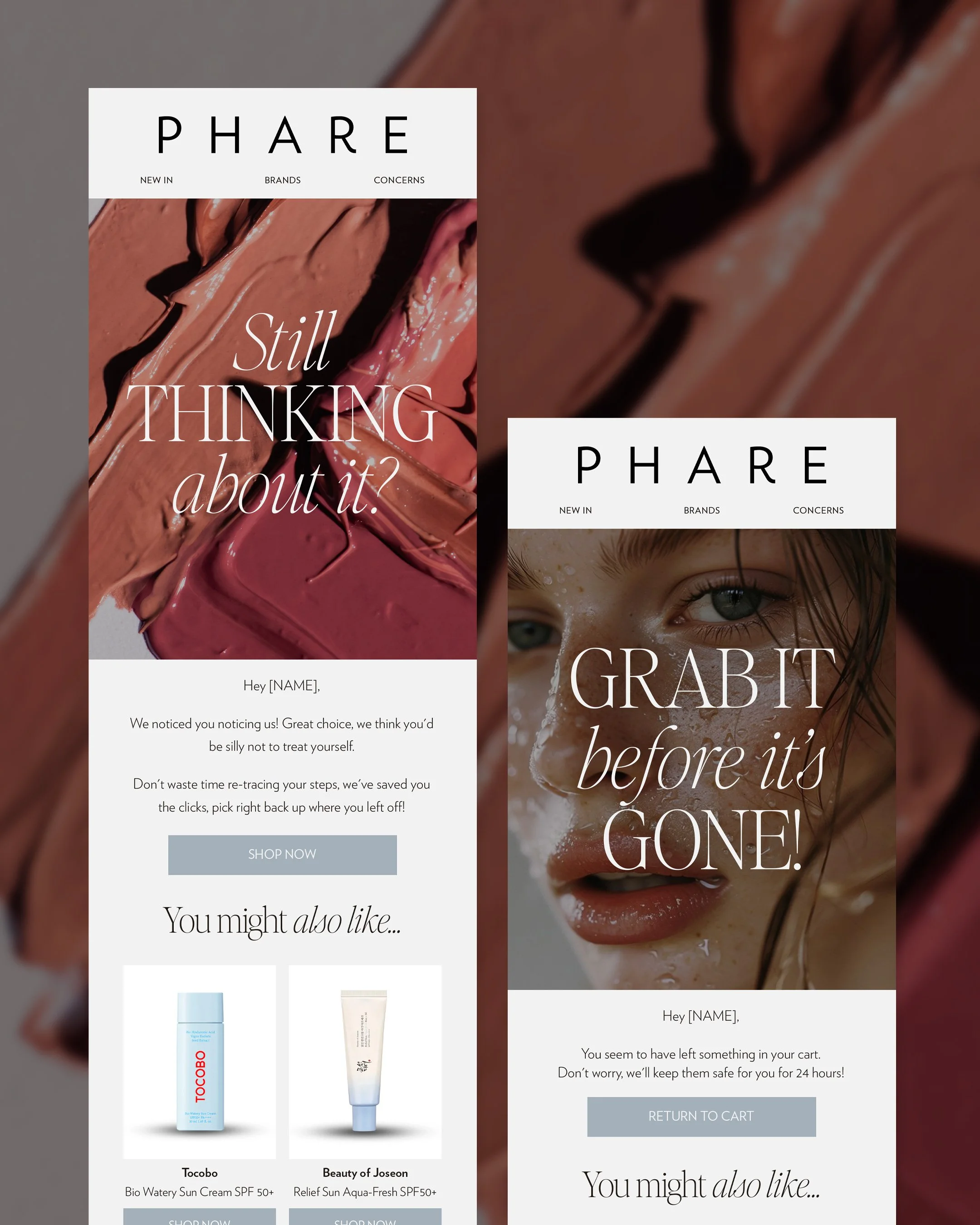 Phare skincare browse abandonment email design by Lorna Ami Studio