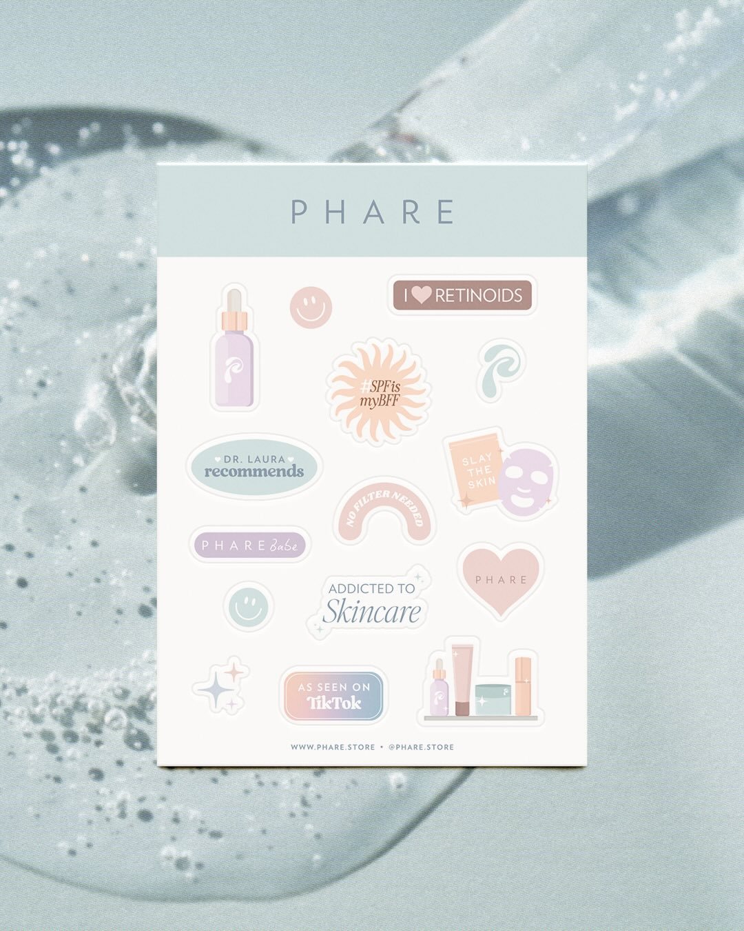 Stickers for the skincare obsessed. ⭐️🫧🤍✨

I had so much fun designing this playful sticker sheet for Phare, created with their TikTok audience in mind while staying true to the brand&rsquo;s clean, calming aesthetic.

Why sticker sheets work so we