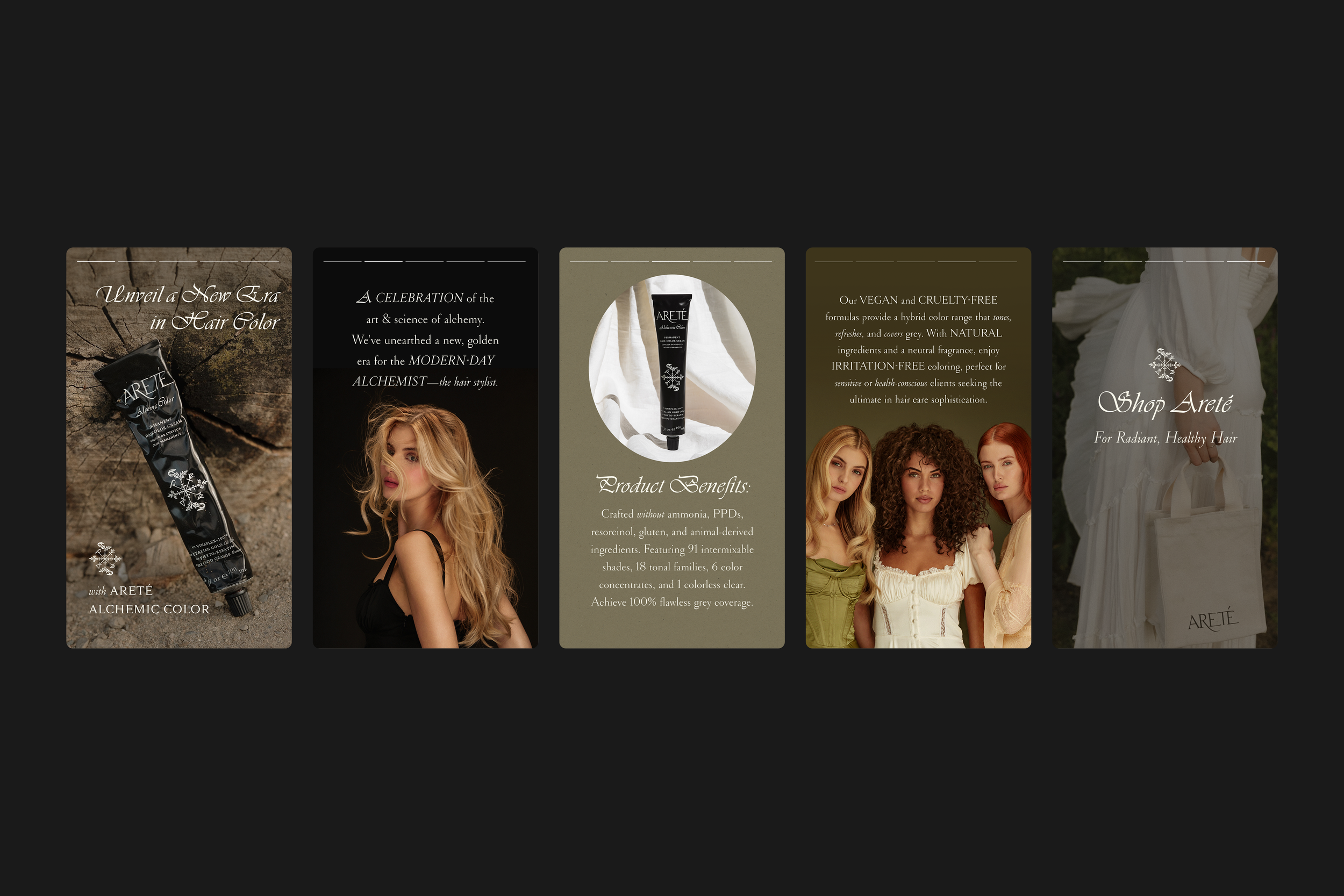 Clean beauty social instagram story design for Areté