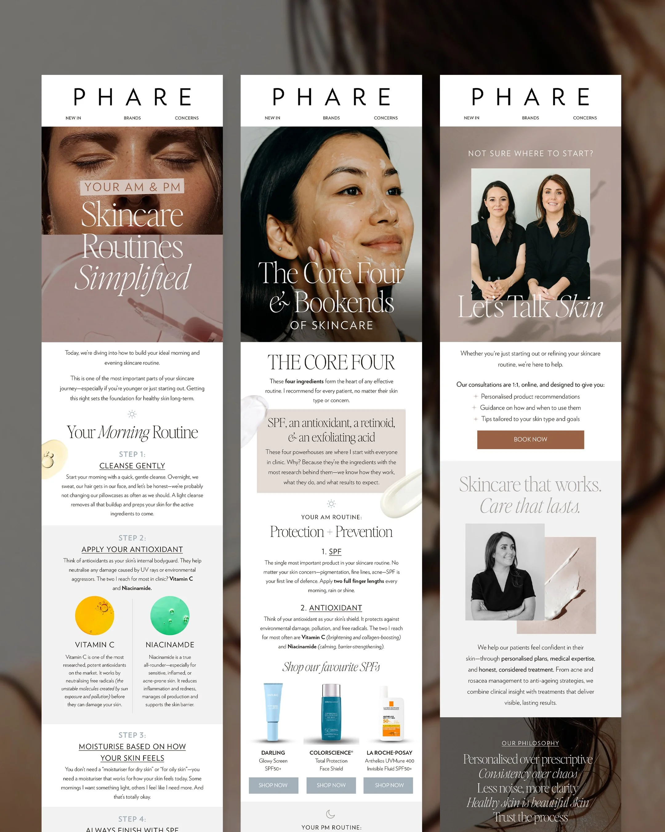 Phare skincare win-back email design by Lorna Ami Studio