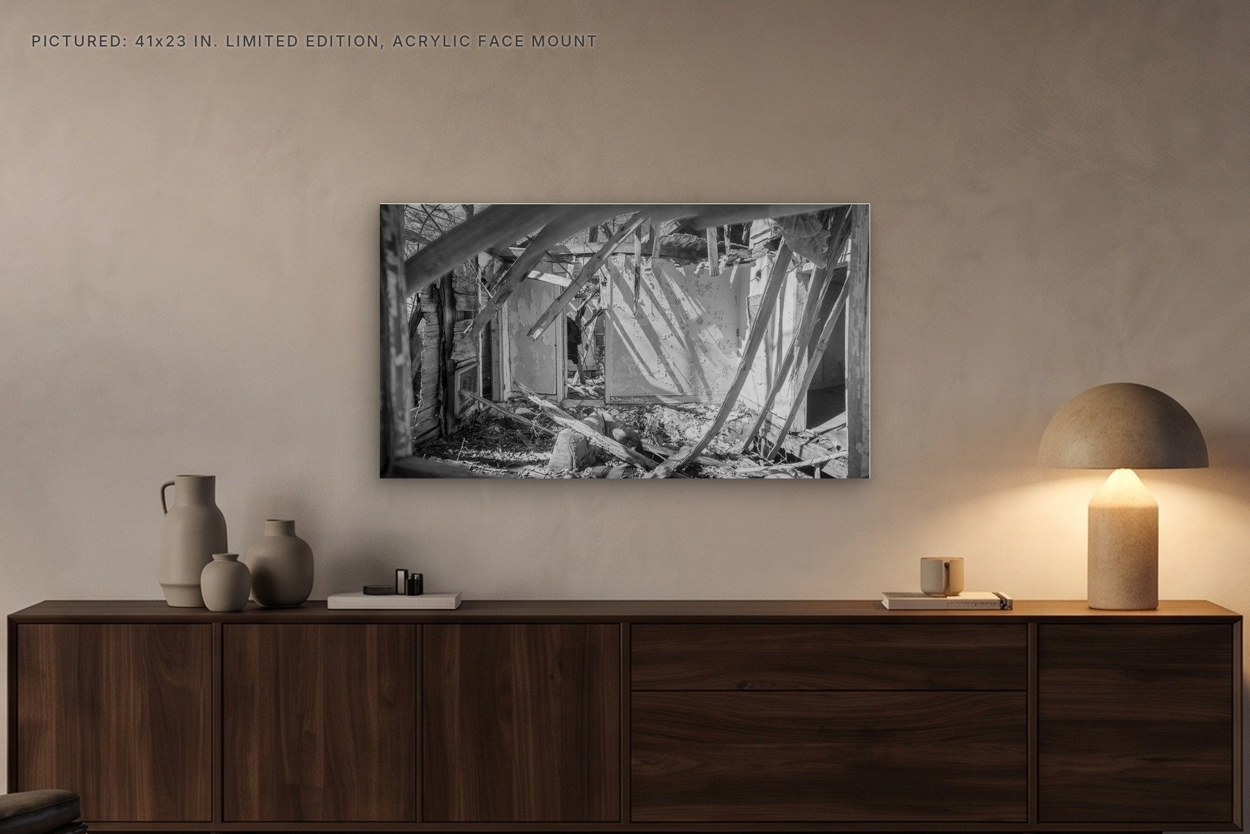 Bowker Road Collapsed Interior - 41x23 acrylic face mount in the evening.jpg