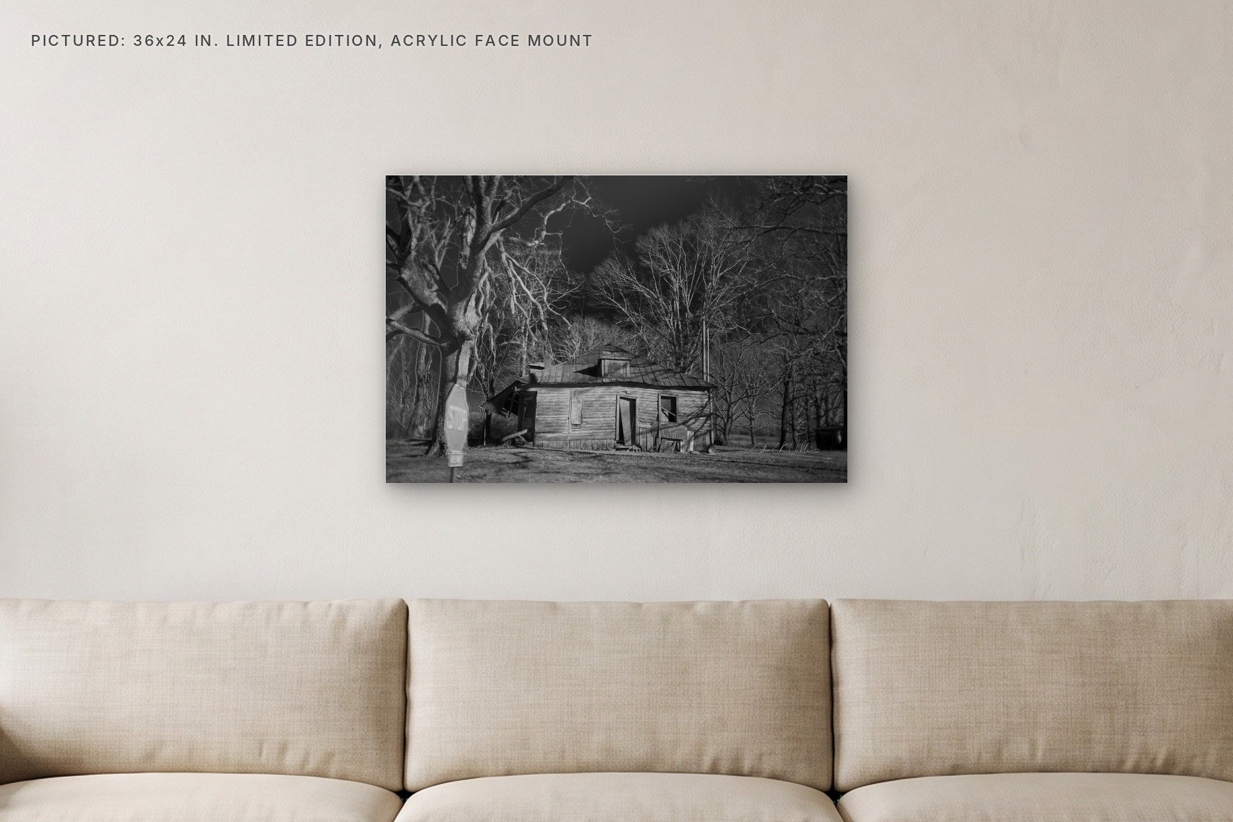 Dick Lampley Road Fairview - 36x24 acrylic face mount in a living room.jpg