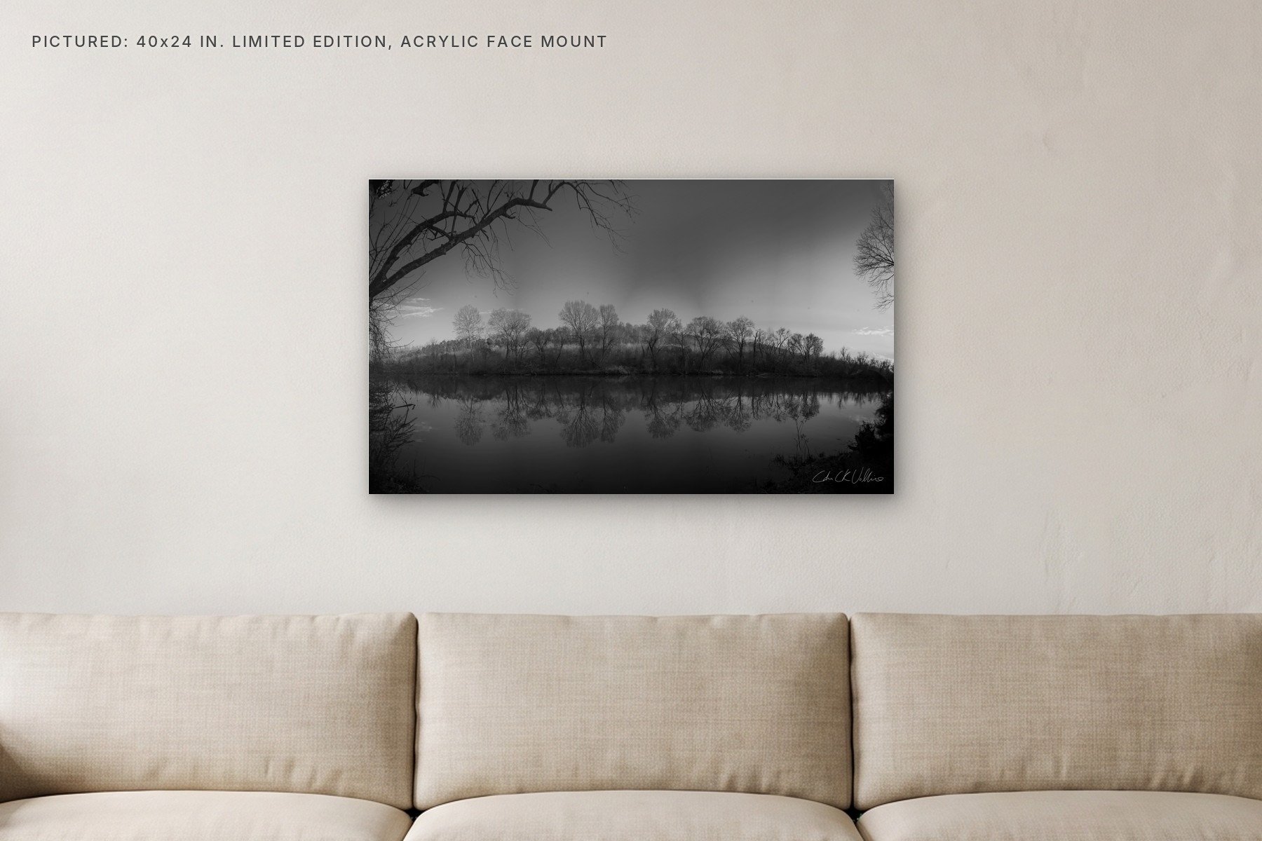 Harpeth River Canoe Drop-In - 40x24 acrylic face mount in a living room.jpg