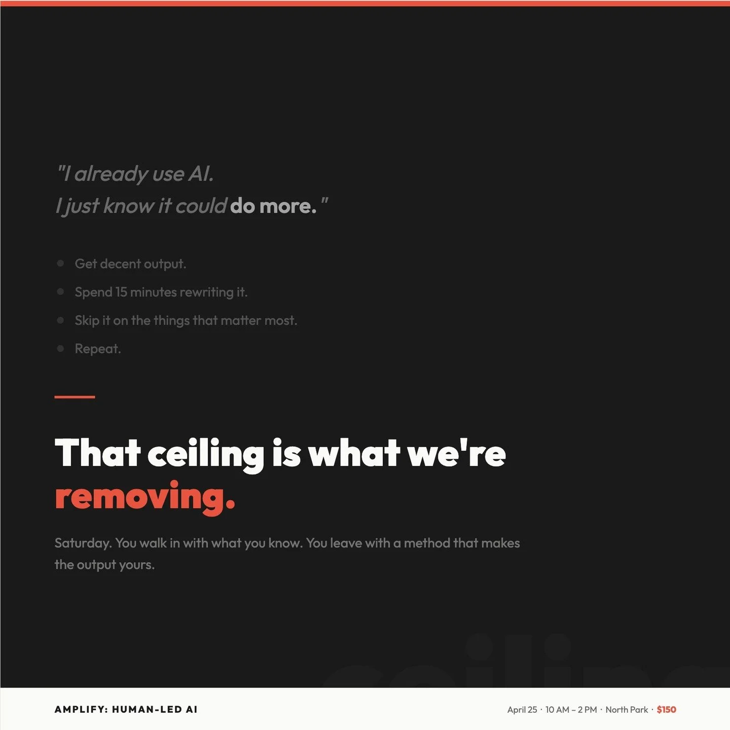 The gap between what AI gives you and what you actually need.
Saturday is about closing it.

Link in comments

#AmplifyWorkshop #HumanLedAI #AIforBusiness #SanDiego #CreativeEntrepreneur