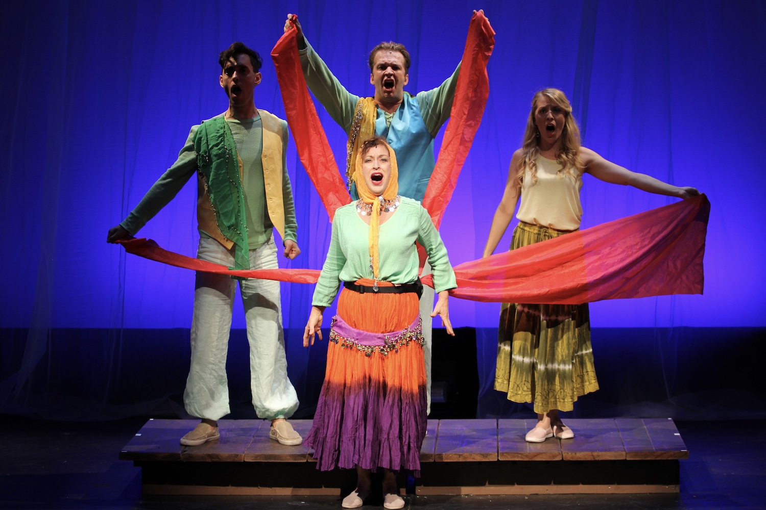 Back: Jacob Hoffman, Josh Powell, Cali Elizabeth Moore. Center: Terry Palasz (Clara). New York Musical Festival. Photo: Karen Shih.