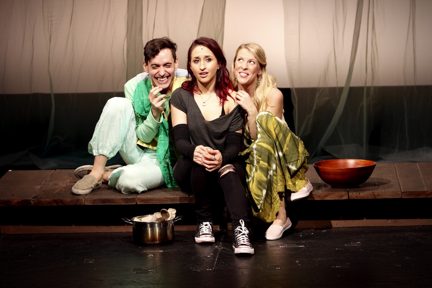 Jacob Hoffman (Derekh), Samia Mounts (Raina), Cali Elizabeth Moore (Harmony). New York Musical Festival. Photo: Karen Shih.