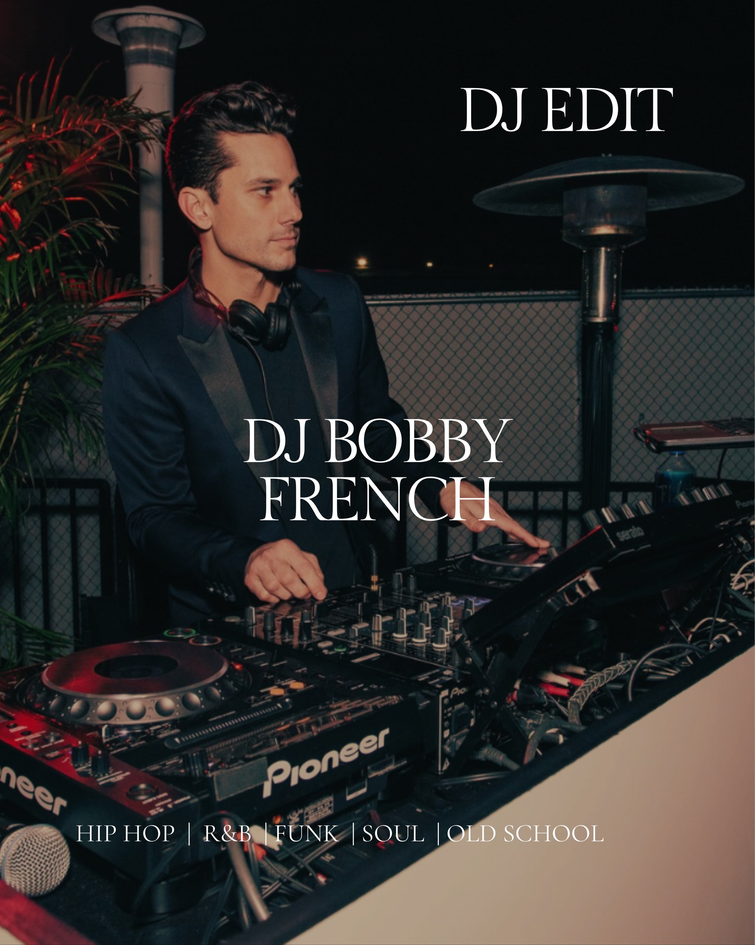 From LA&rsquo;s most exclusive venues - Warwick, Hyde, Doheny Room, Bootsy Bellows, and more - Bobby French brings an unmistakable sound and style.

He&rsquo;s DJed for brands like Netflix, HBO, and Spotify, and lit up private events for A-listers li
