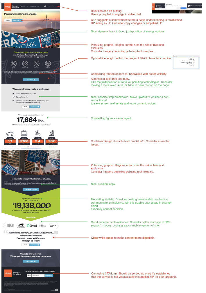 HP audit. Focus on conversion by elimination of cognitive overload.