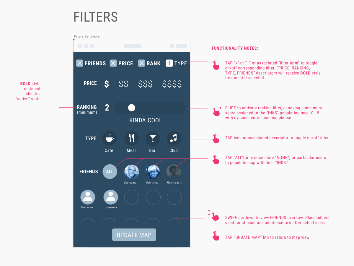 Filters - UI spec w/ functionality notes
