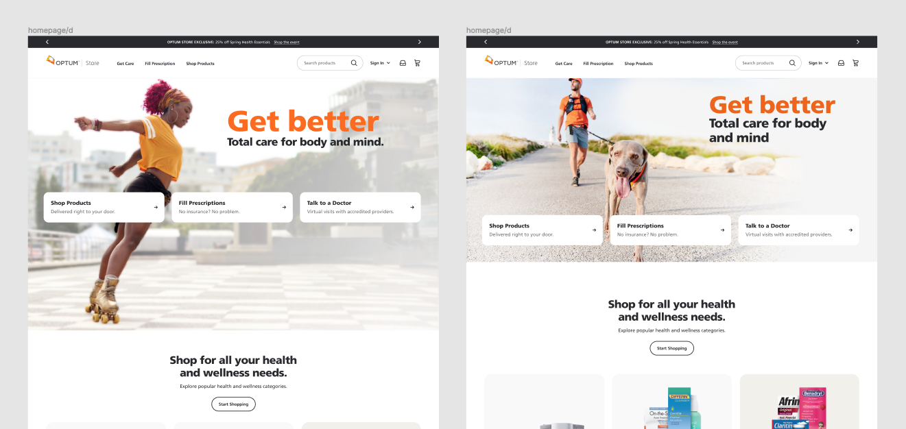 Store Landing Page explorations