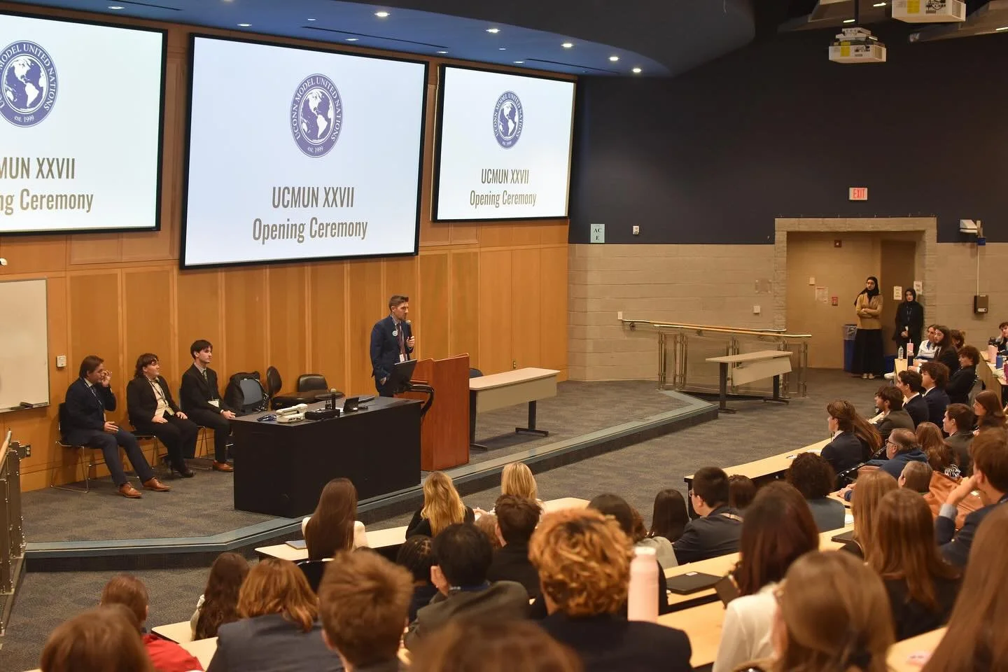 UCMUN XXVII has officially begun! A huge thank you to our keynote speaker Russell Blair for speaking during the opening ceremony. We are excited to get started and see where this weekend leads us! 💙🤍