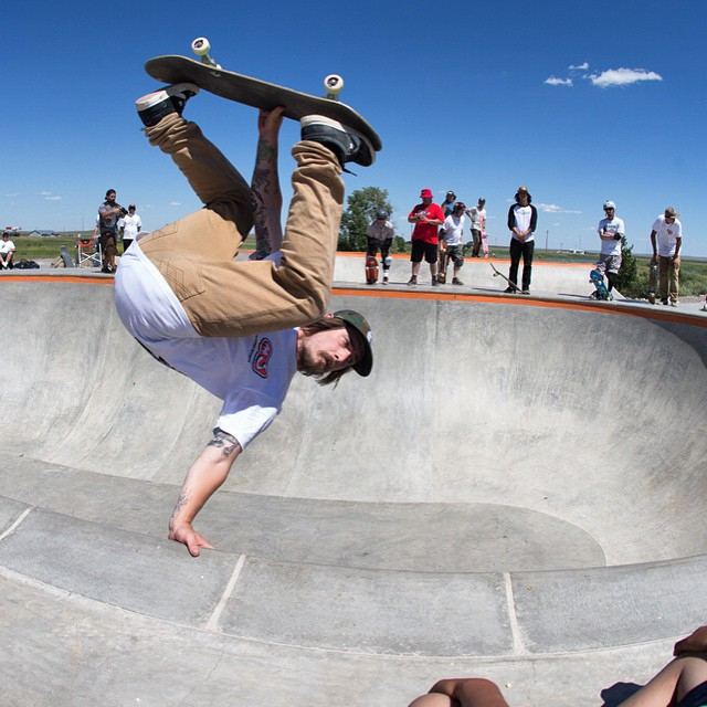 Kevin Kowalski hand plant in the "Big O" Bowl